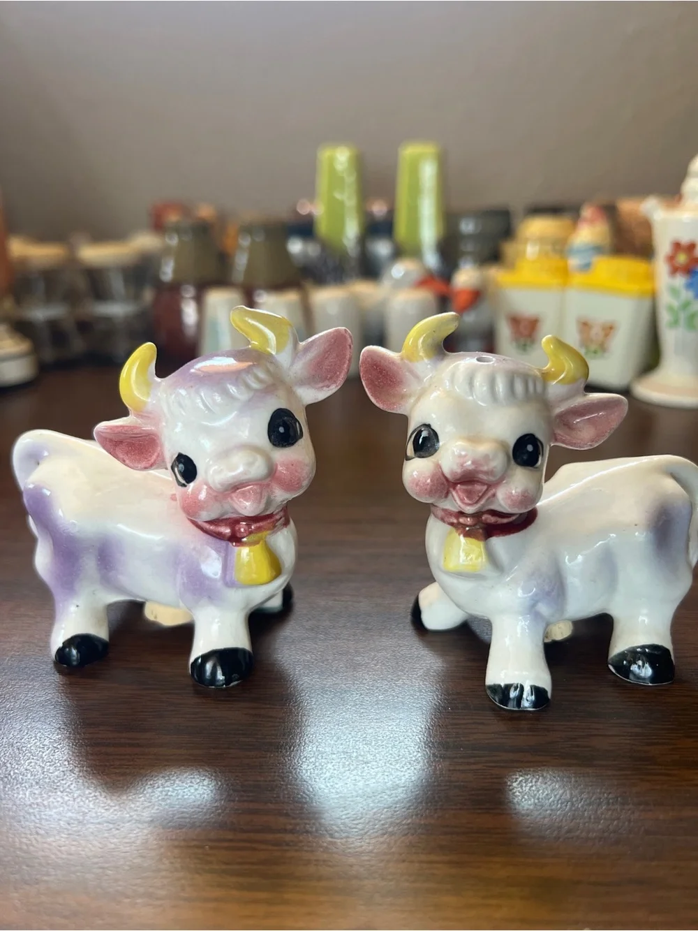 Vintage 1950s Ceramic Purple Cow Salt and Pepper Shakers - Made in Japan